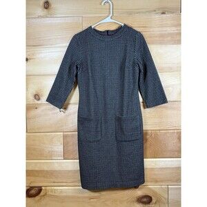 Boden Black Gray Houndstooth Jacquard Cotton Blend Dress w/Pockets 6R (Medium)